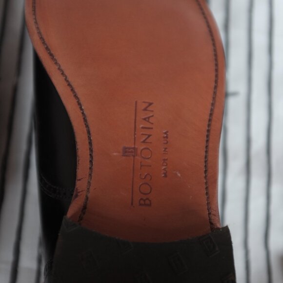 COPY - Black BOSTONIAN Classics Brogue Wingtip Oxfords Dress Shoes USA Made - Picture 6 of 10